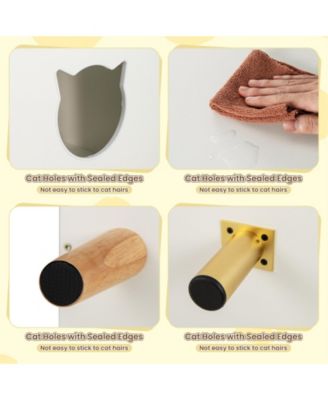 43'' Cat Litter Box Enclosure for 2 Cats w/ Double Rooms 2 Sisal Scratching Mats