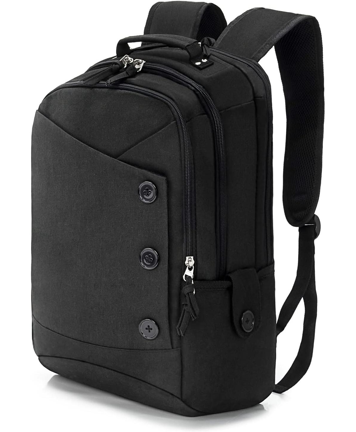 Batfox-15.6 Inch Laptop Backpack for Men & Women, Water Resistant Computer Bag with Usb Charging Port for College, Travel, Office - Black