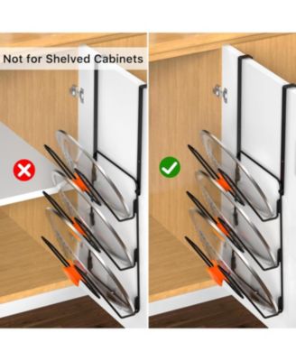 2 Pack Pot Lid Organizer for Cabinet, 6-Tier Pot Lid Holder Over Cabinet Door, Pot Lid Rack for Kitchen Cabinet Organizer, Inside the Cabinet Pots