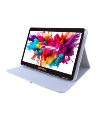 10.1" Tablet Octa Core 128GB Bundle with White Leather Case Newest Android 15