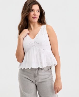 Women's Cutwork V-Neck Tank Top, Macy's Exclusive