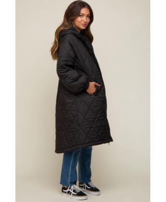 Maternity Olive Quilted Long Puffer Jacket