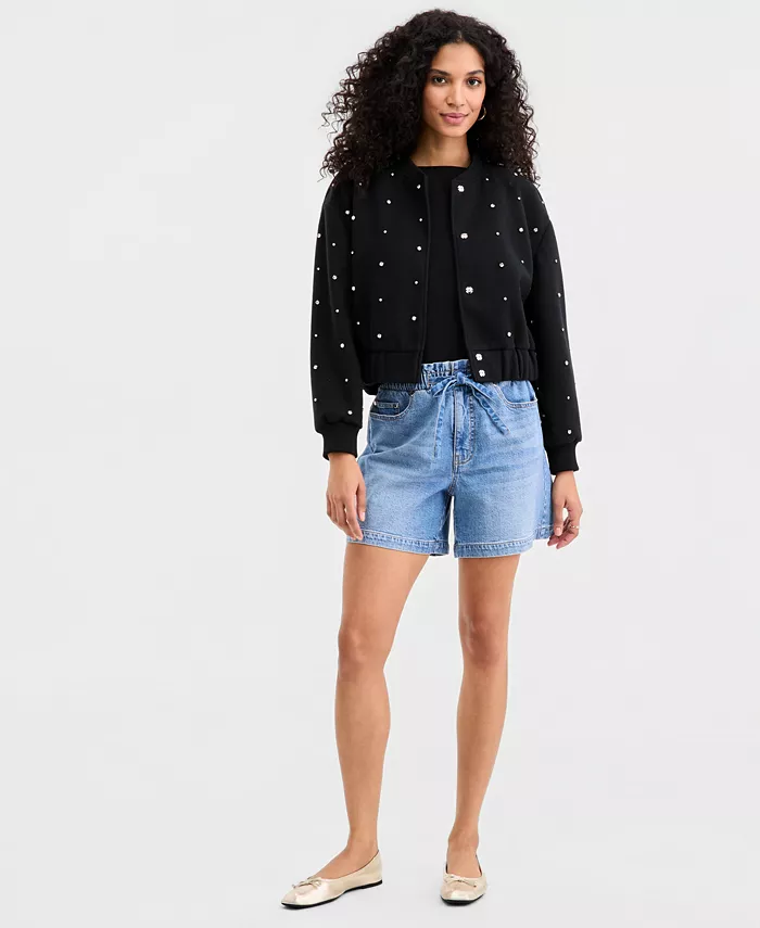 Women's High-Rise Paperbag-Waist Jean Shorts - thumbnail 2