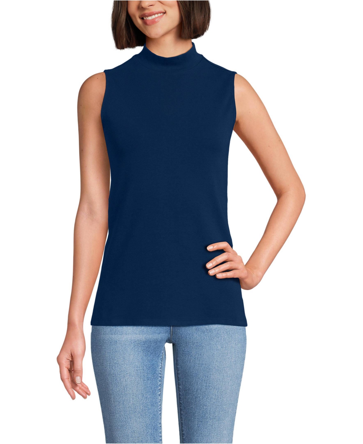 Lands' End Women's Sleeveless Polished Essentials Mock Neck Top