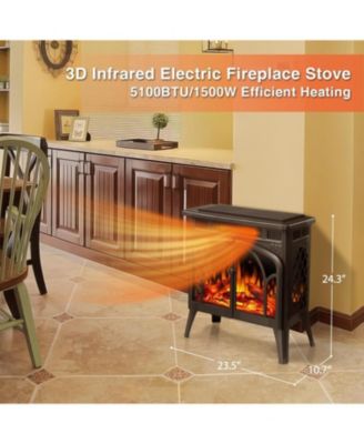 Electric Fireplace ,24" Portable Infrared Fireplace Stove with Multiple 3D Flame, Adjustable Temp & Brightness,Timer 5100BTU