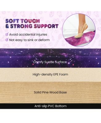 Folding Balance Beam with Solid Wood Base and Anti-slip Bottom-Pink.