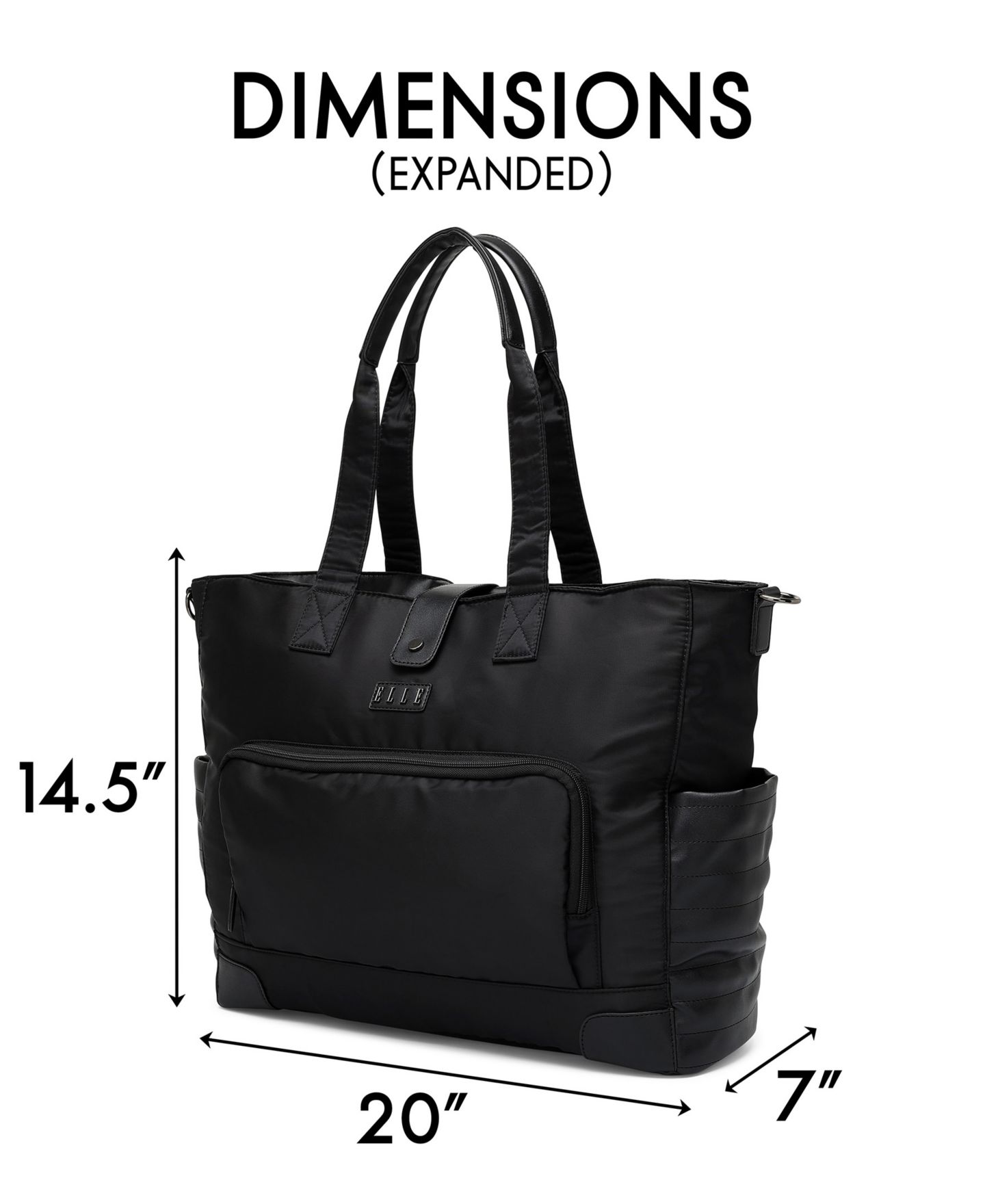 Сумка ELLE Voyage 14.5" Twill and Faux Leather Weekender, цвет: Чёрный — фото 7