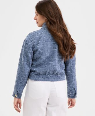 Women's Woven Solid Cropped Tweed Jacket, Macy's Exclusive