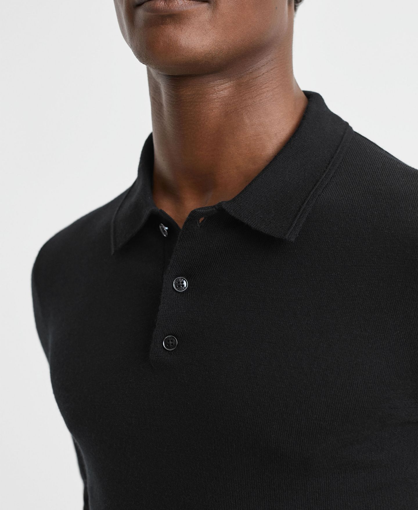 Мужское поло REISS Trafford Merino Wool Polo Shirt, цвет: Чёрный — фото 5