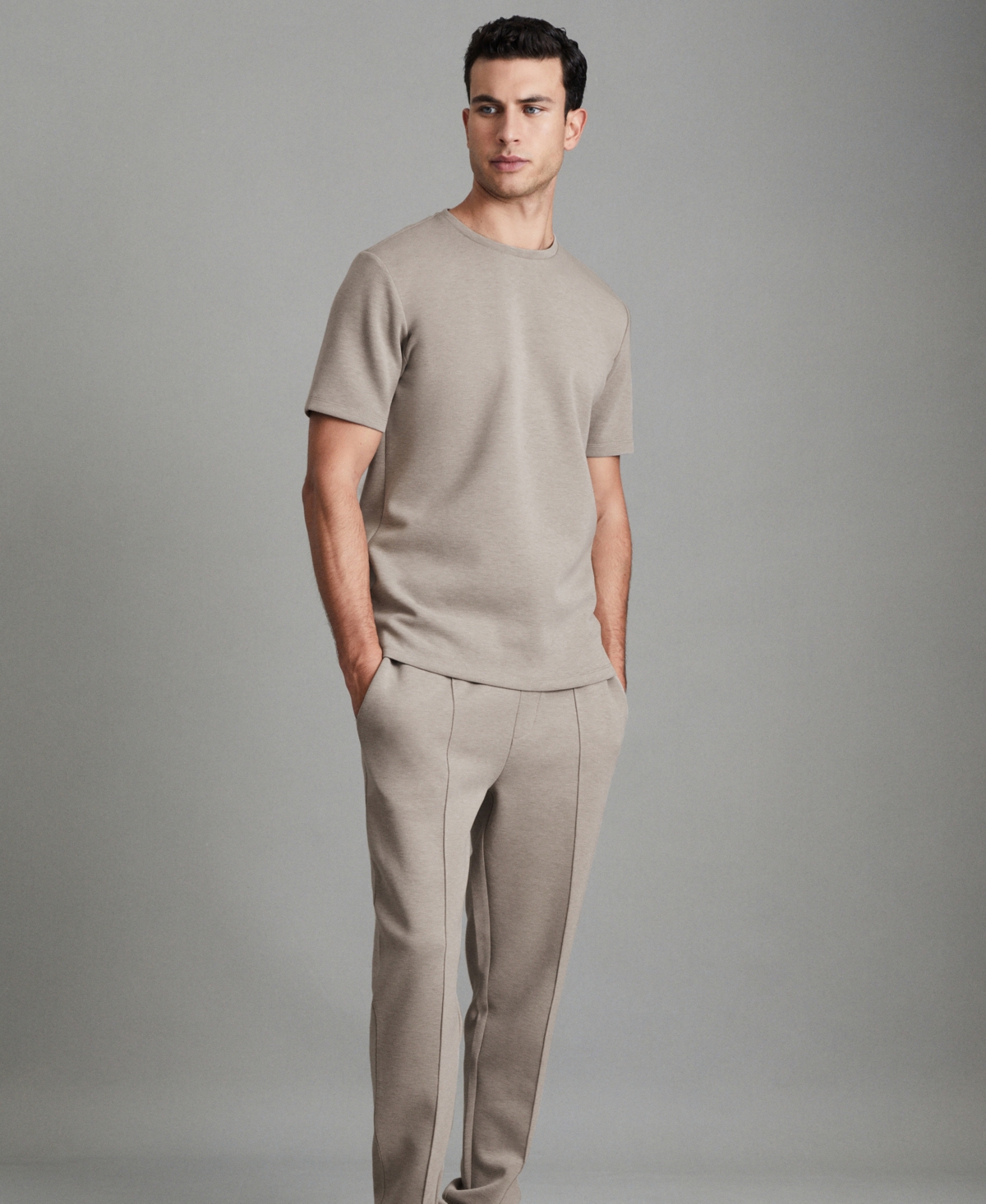 Reiss Bradley Interlock Slim Fit Crewneck Tee In Brown