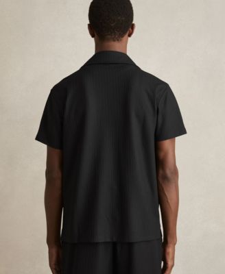 Men's Textured-Knit Cuban-Collar Shirt