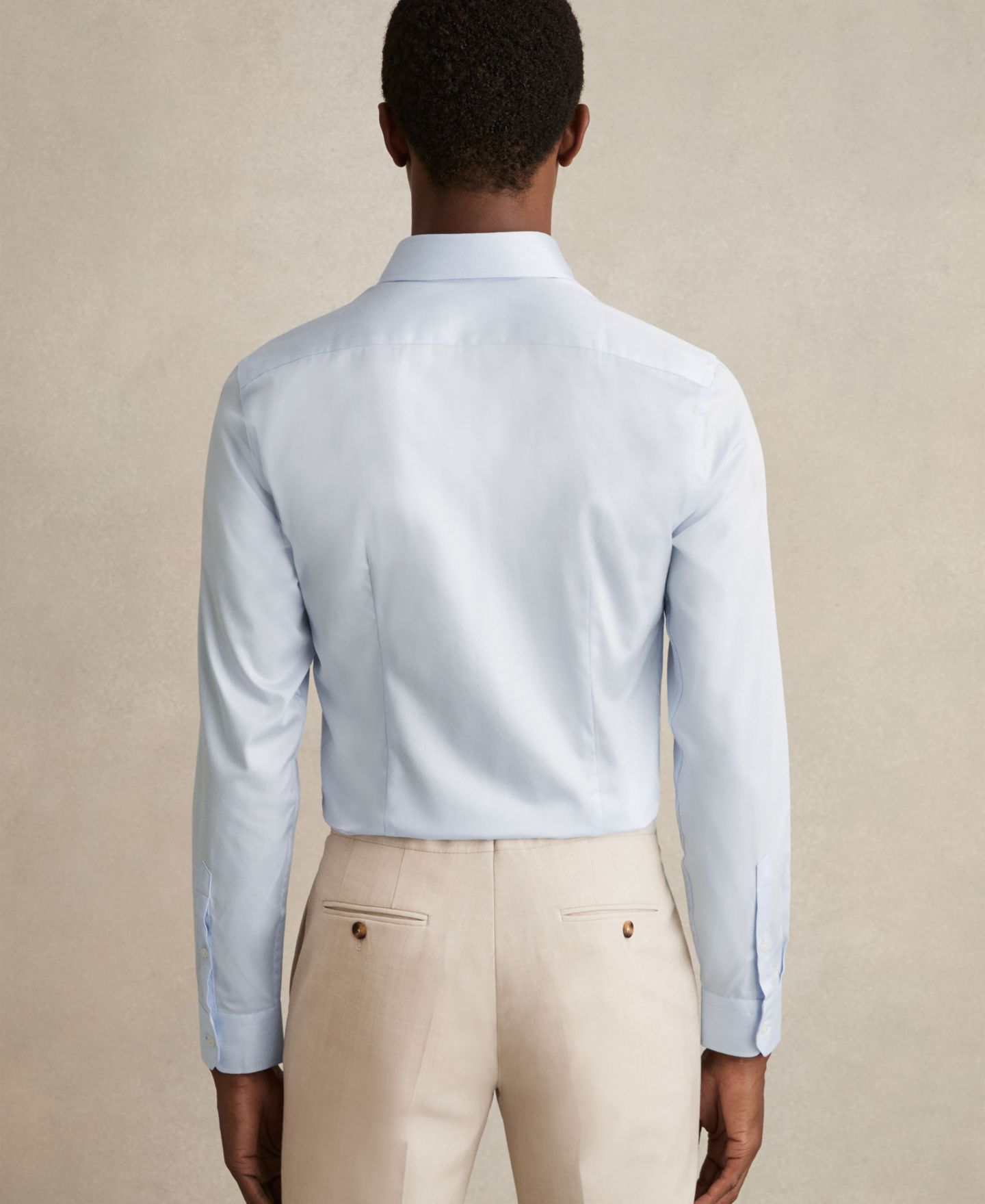 Мужская рубашка REISS Storm Cotton-Twill Two-Fold Slim-Fit, цвет: Мягкий синий — фото 6