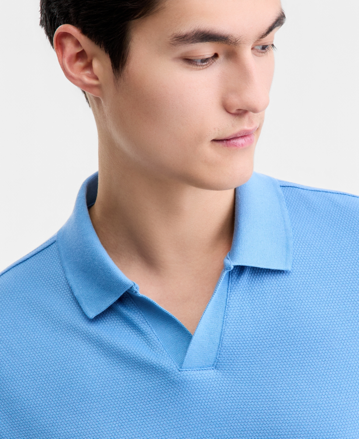 Alfani Men's Textured Jacquard Johnny-Collar Polo Shirt, Macy's Exclusive