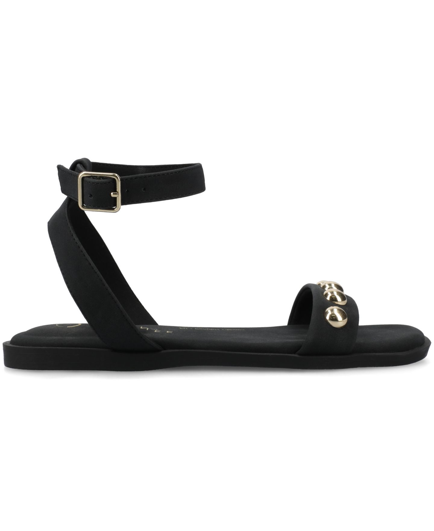 Женские сандалии Journee Collection Primrose Studded Ankle Strap Flat, цвет: Чёрный — фото 2
