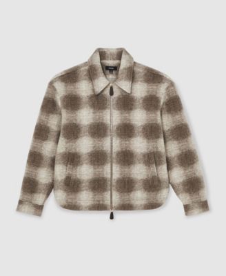 Men's Brushed Check Zip-Through Wool Overshirt