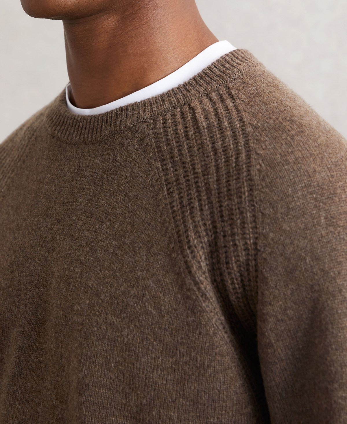 Reiss Foulton Wool & Cashmere Raglan Sweater In Brown