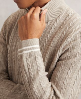 Men's Half-Zip Cable-Knit Wool Sweater
