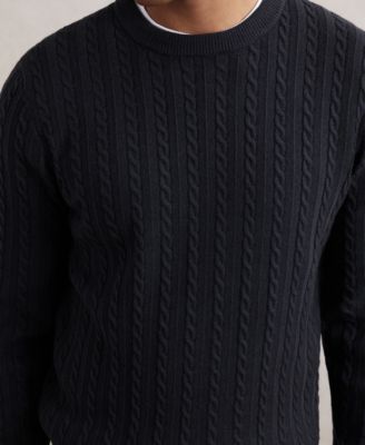 Men's Regular Fit Cable-Knit Wool-Blend Sweater