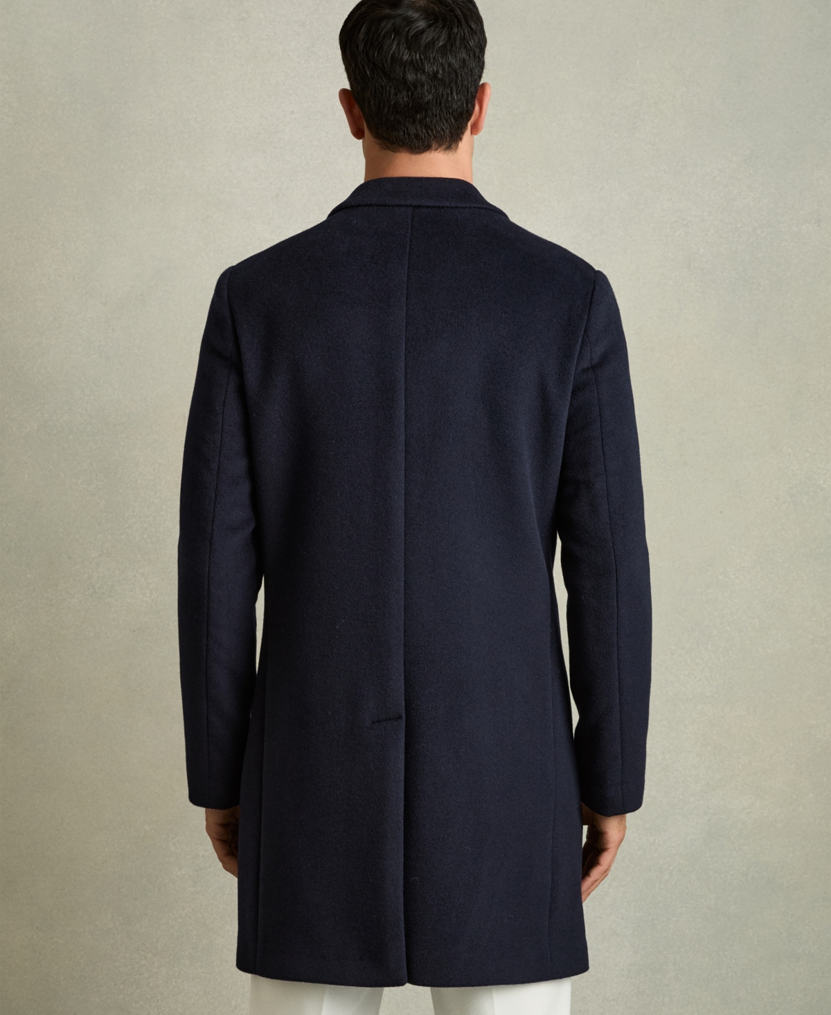 Reiss Gable Long Sleeved Single Breasted Wool Blend Overcoat In Blue