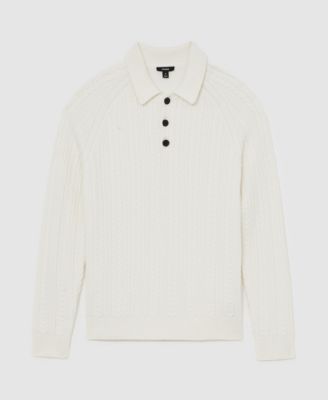 Men's Half-Button Cable-Knit Wool Shirt