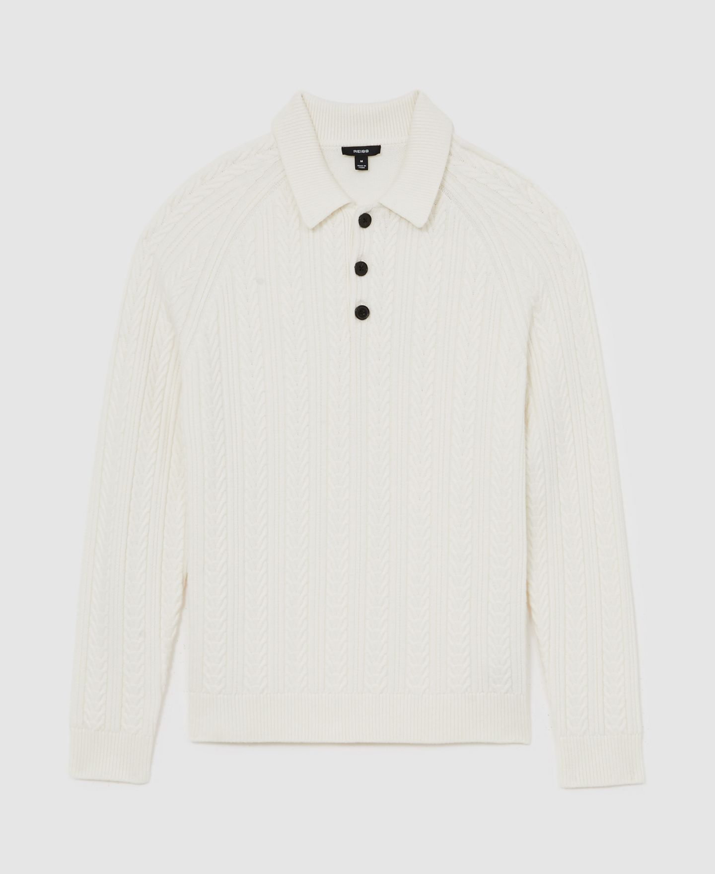 Мужская рубашка REISS Evesham Half-Button Cable-Knit Wool, цвет: Зимний белый — фото 5