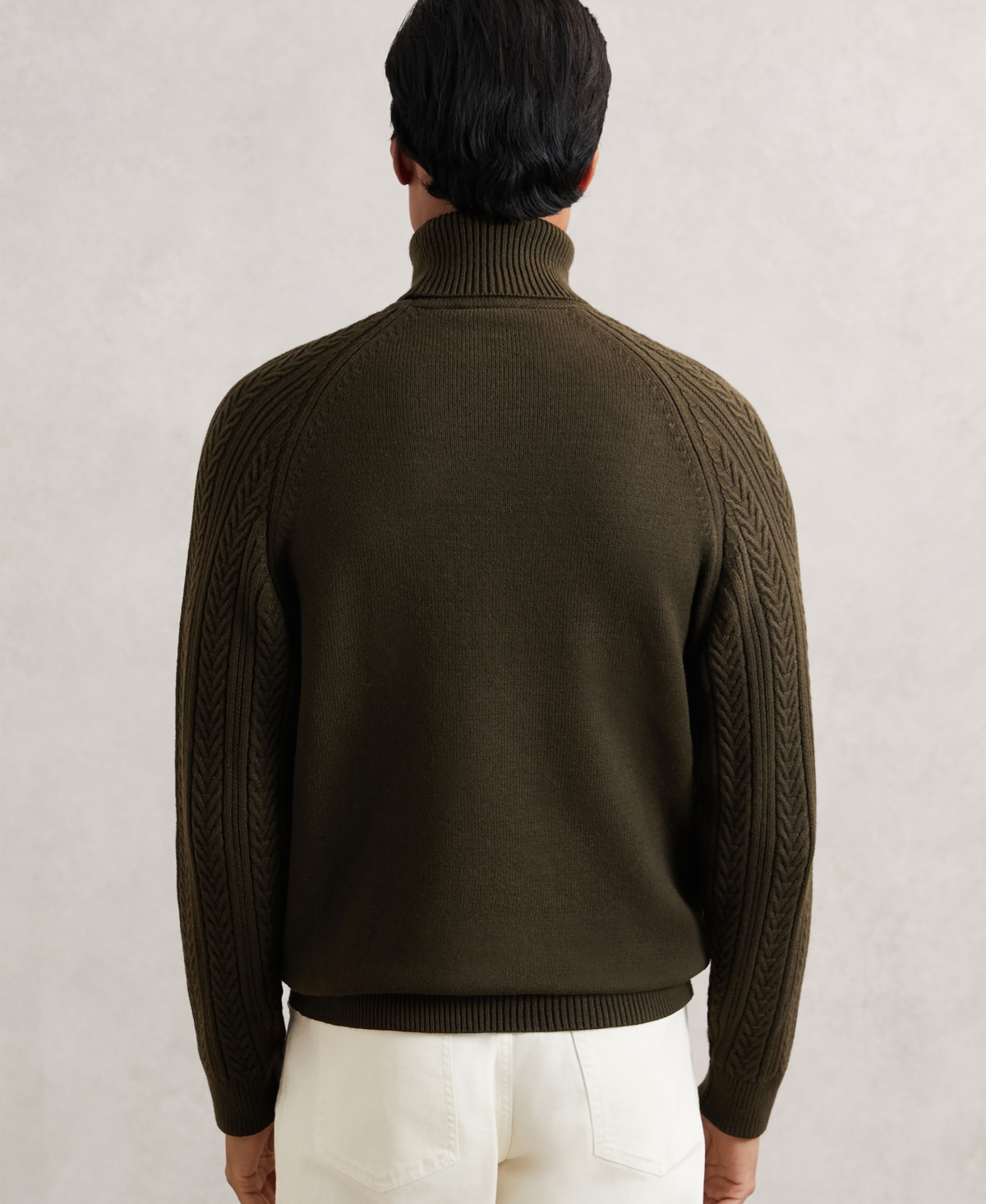 Reiss Men's Cable-Knit Roll-Neck with Wool Sweater