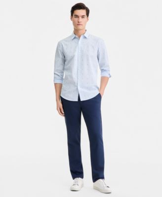 Men's Long-Sleeve Cotton Faded Geo Shirt, Macy's Exclusive