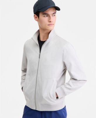 Men's Faux-Suede Bomber Jacket, Macy's Exclusive image
