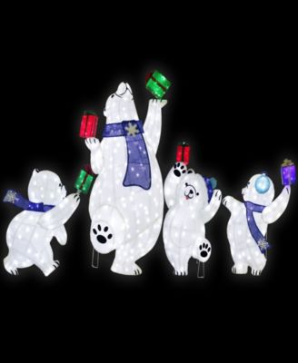Pre-Lit Bear Family Christmas Holiday D&eacute;cor, Set of 4