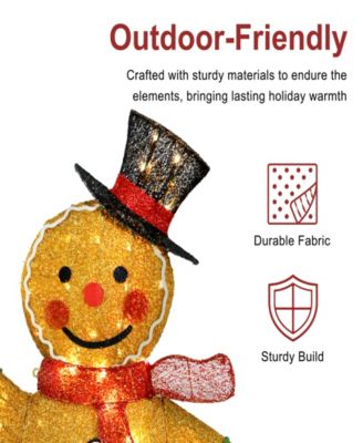 4' Pre-Lit Outdoor Gingerbread Man Christmas Holiday D&eacute;cor