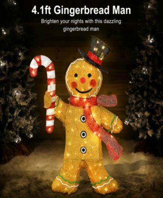 4' Pre-Lit Outdoor Gingerbread Man Christmas Holiday D&eacute;cor