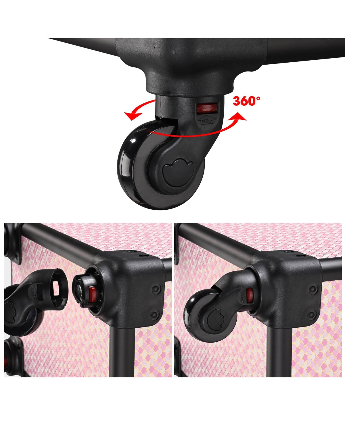 Byootique Large Rolling Makeup Case on Wheels 4in1 Cosmetology Art Deco Bloom