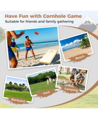 Solid Wood Cornhole Board Set Portable Corn Hole Game Board Includes 8 Bean Bags-M.