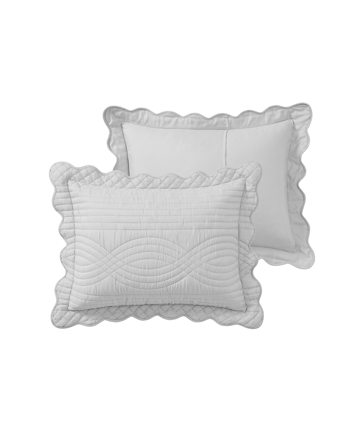 Vcny Home Scallop Microfiber 3-pc. Quilt Set, King In Gray