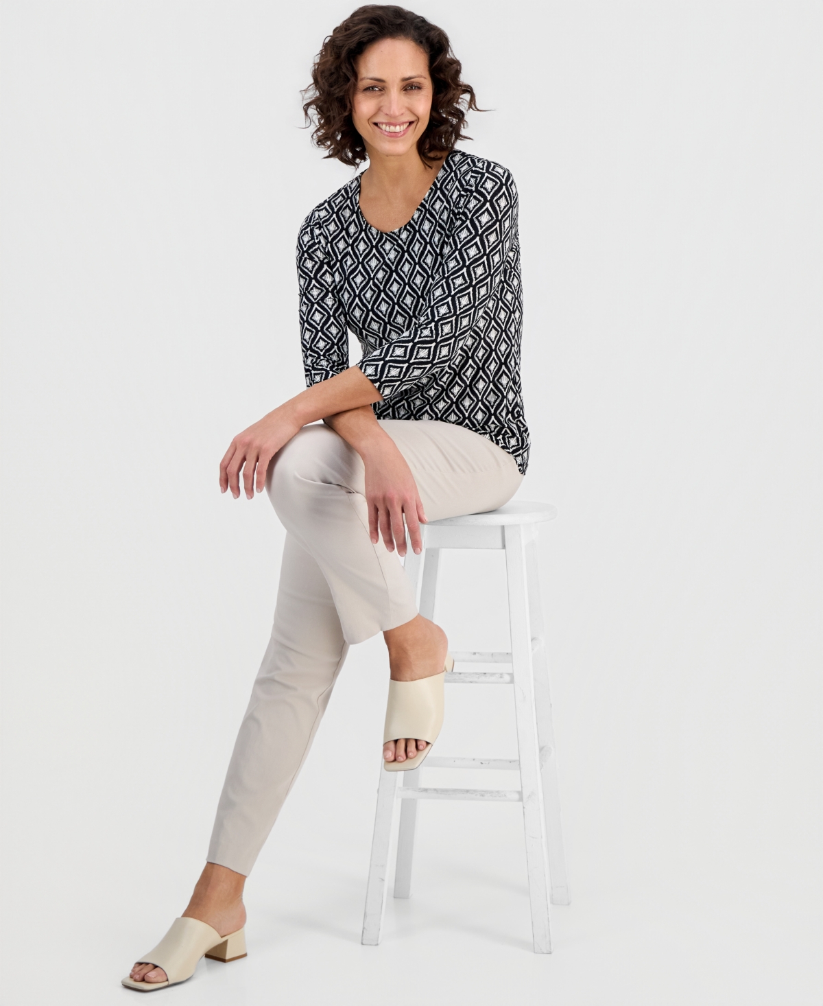 Jm Collection Petite Crewneck Top, Macy's Exclusive