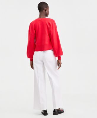 Women's Blouson Sleeve Heart-Button Cardigan, Macy's Exclusive