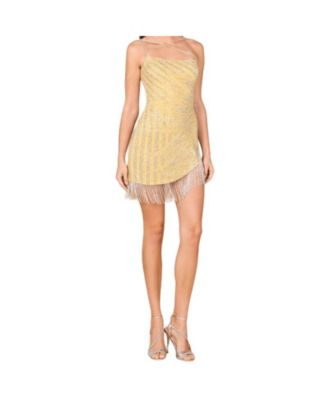 Women's One Shoulder Fringe Short Dress.