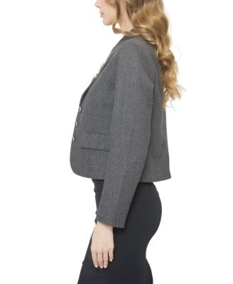 Women's Crystal Pins & Chains Cropped Blazer