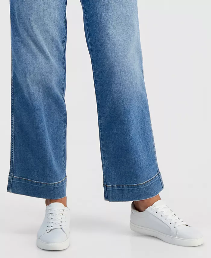 Petite Pull-On Shaping High-Rise Wide-Leg Jeans - thumbnail 4