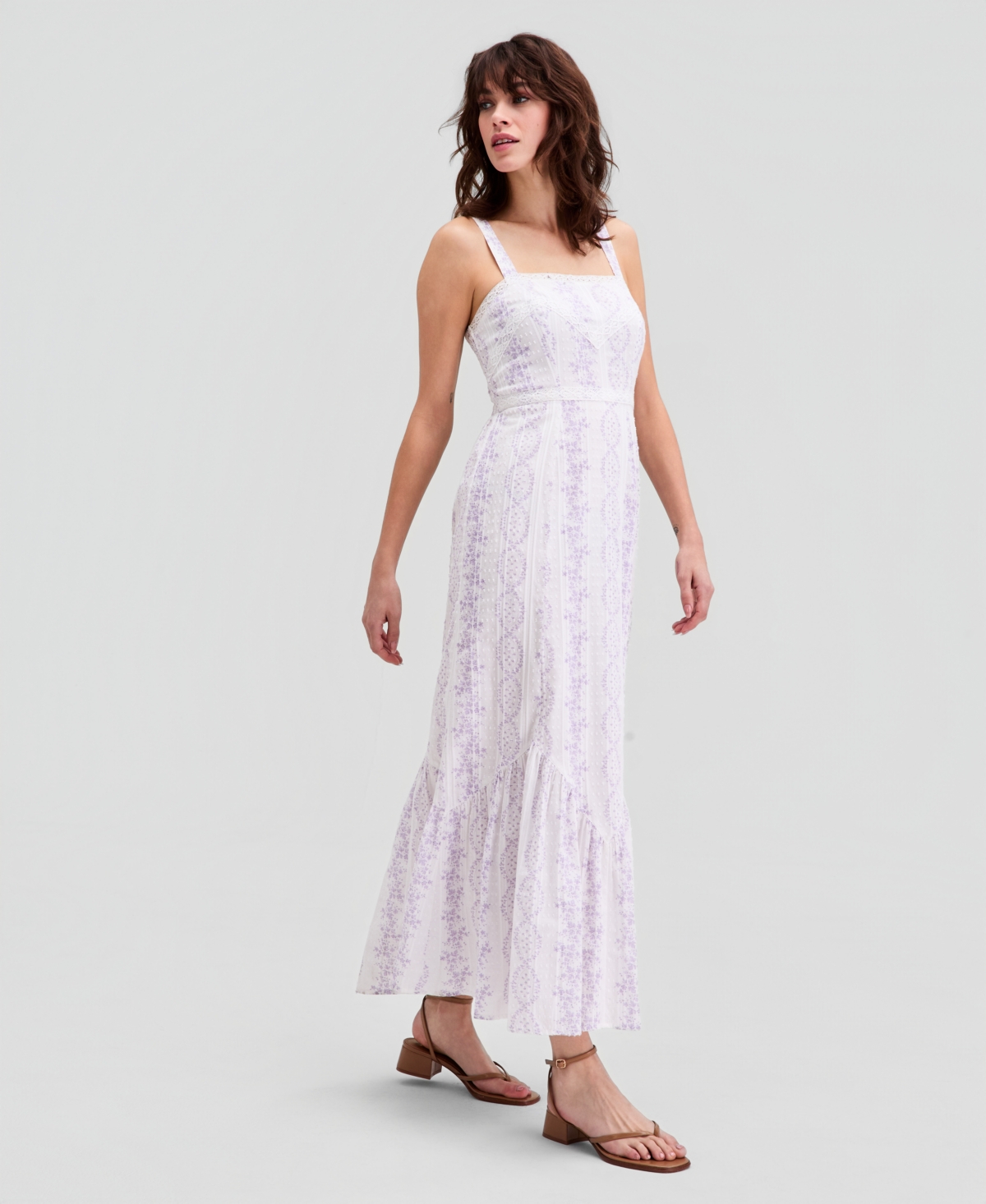 And Now This Women's Printed Eyelet Cotton Maxi Dress, Macy's Exclusive