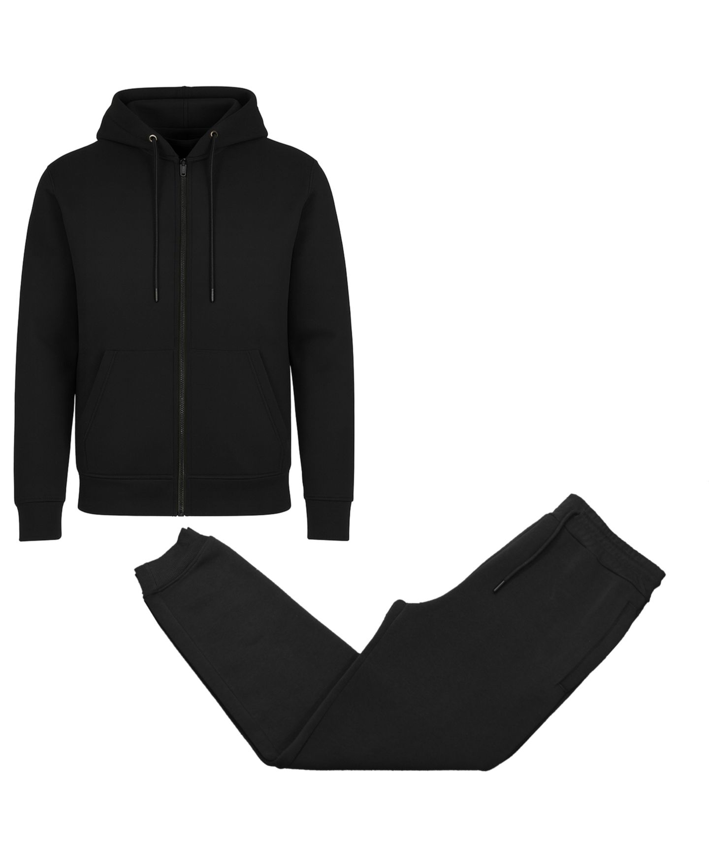 Мужской комплект Blu Rock Full-Zip Hoodie and Jogger Sweatpants Matching, 2-Piece Set, цвет: Чёрный — фото 2