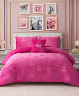 Plush Reversible Embossed Crown 4-Pc. Comforter Set, Full/Queen