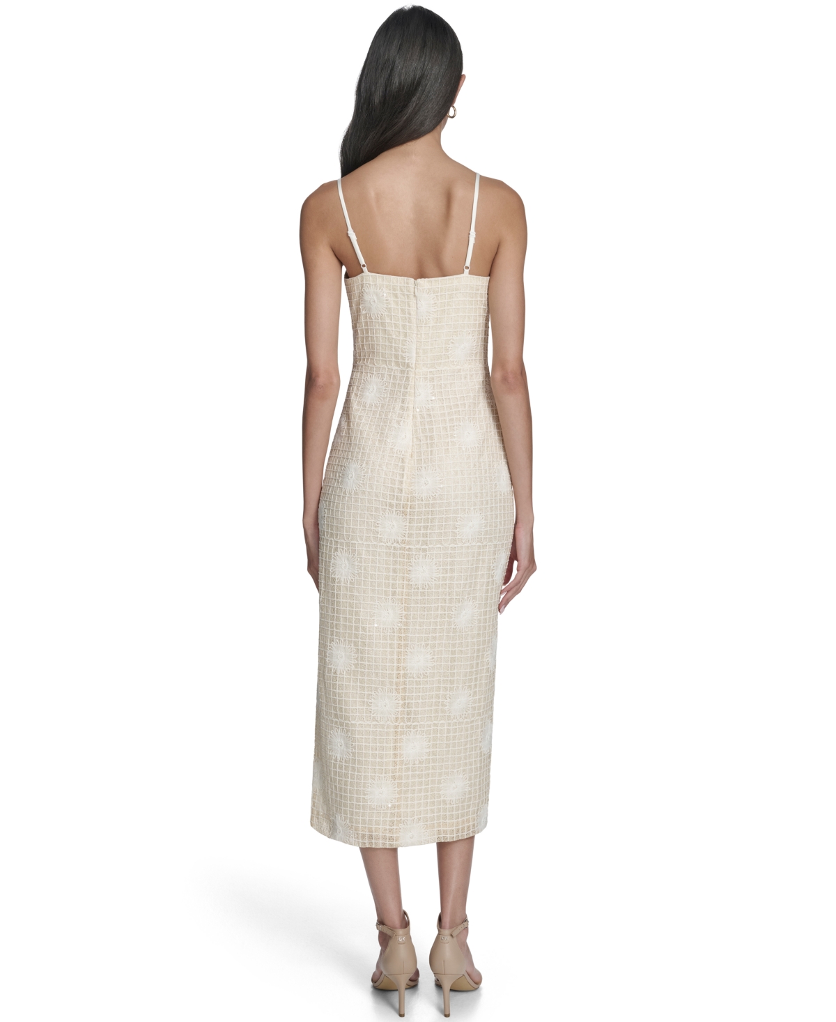 Vince Camuto Women's Novelty Woven Spaghetti Square Neck Dress In Multi