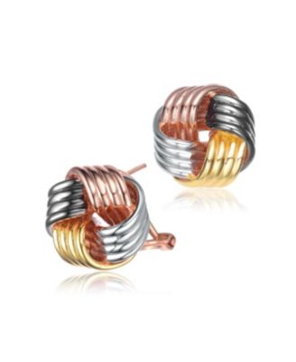 Women's Sterling Silver Multi-tone Overlay Knot Earrings