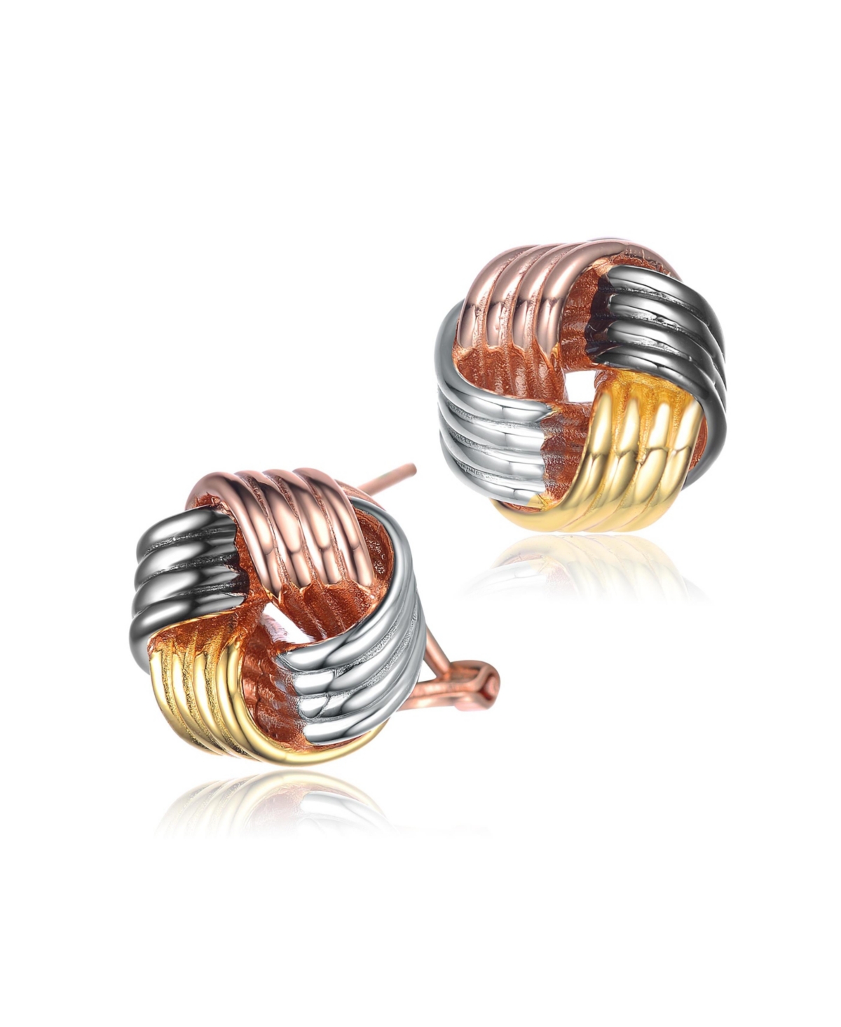 Sterling Silver with Cubic Zirconia Knot Bee Stud Earrings