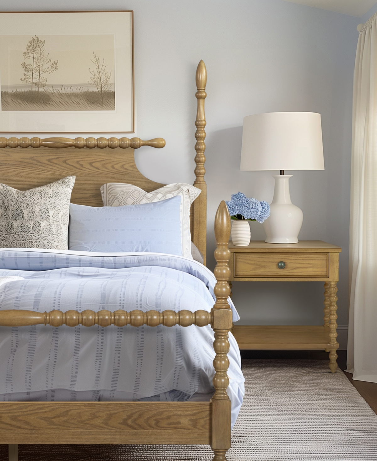 Madison Park Signature 24" Solid Wood Frame Camel Oak Finish Nightstand In Brown