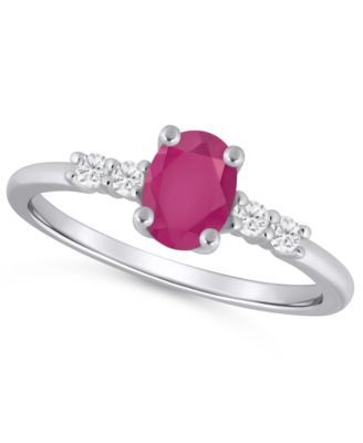 Gemstone and Diamond Ring (1/6 ct. t.w.) in 10k White Gold (also in 10k Yellow Gold)