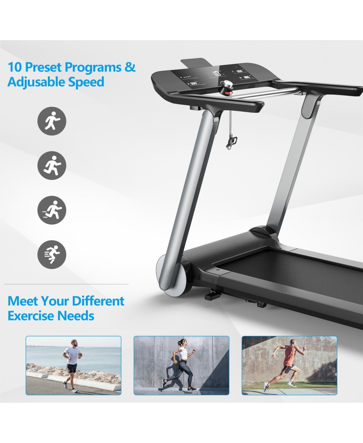 Skonyon Italian Designed Folding Treadmill with Heart Rate Belt and Fatigue Button