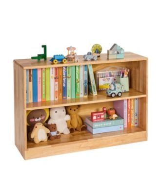 2-Tier Wooden Toy Storage Organizer with Dual Cubbies for Home Use