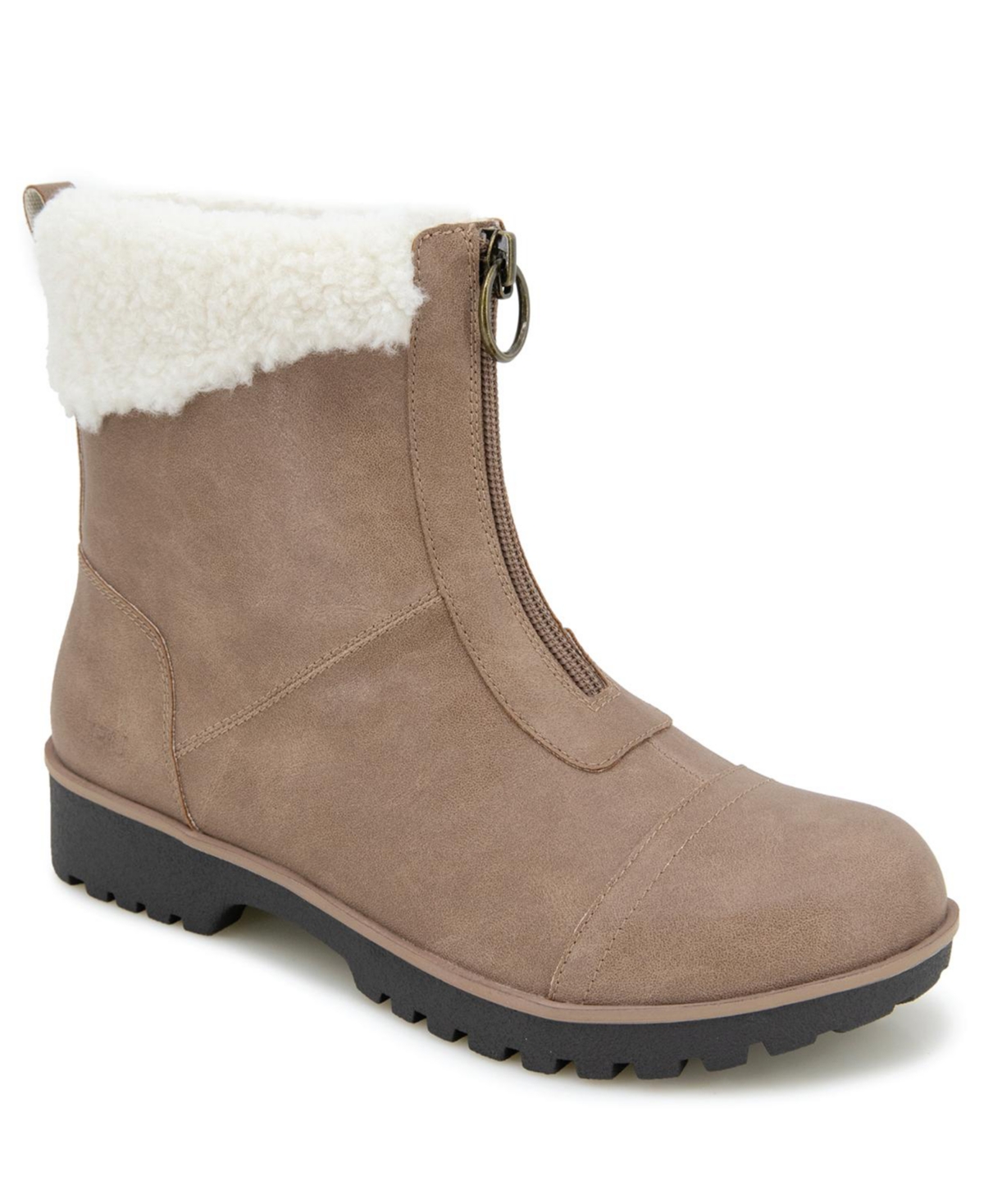 Jbu Women's Brynn Water Resistant Zip-front Cozy Booties In Brown